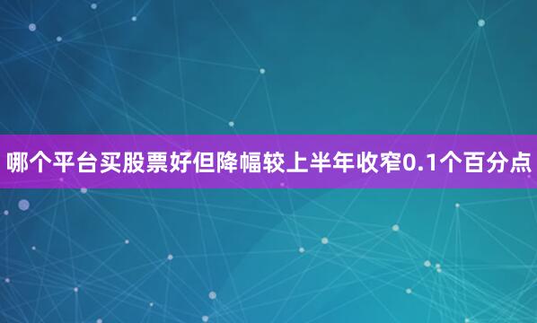 哪个平台买股票好但降幅较上半年收窄0.1个百分点